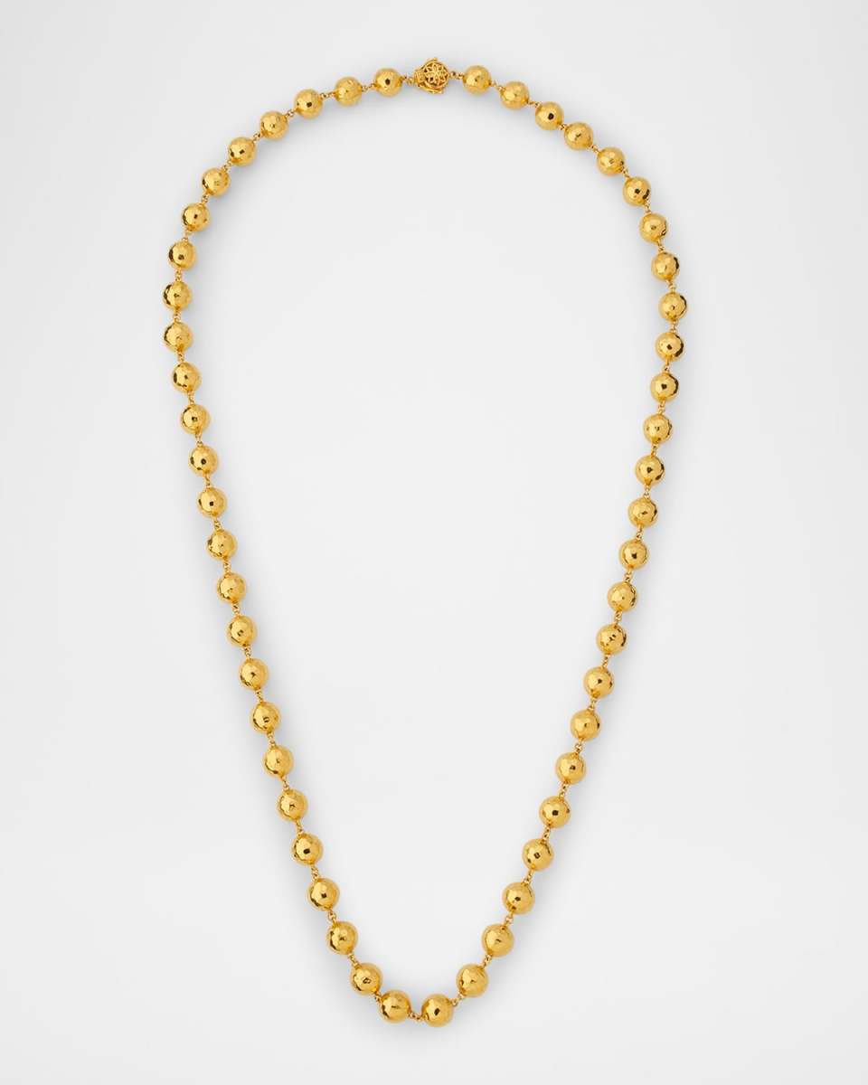 20K Hammered Disco Ball Chain Necklace, 30"L